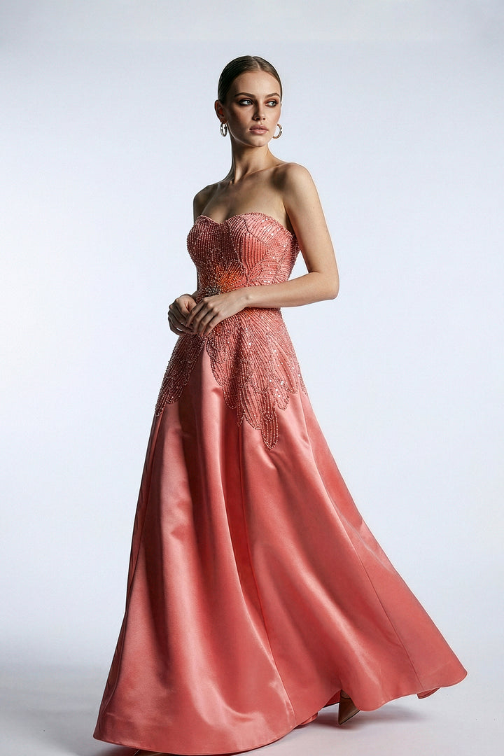 Embellished Strapless with A-Line Dress
