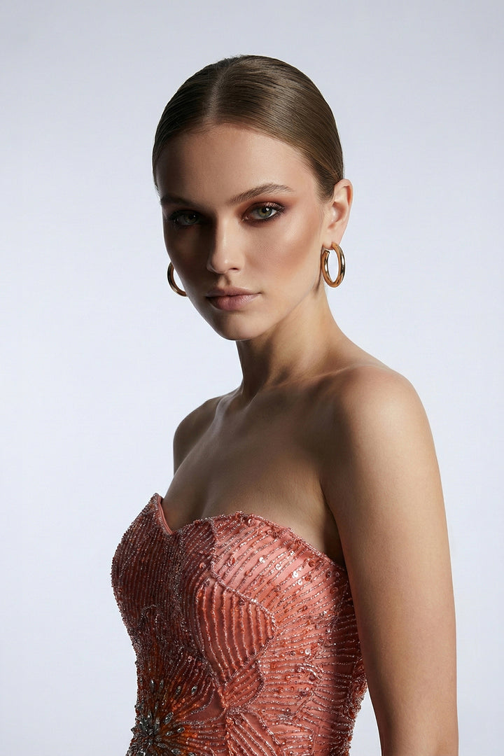 Embellished Strapless with A-Line Dress
