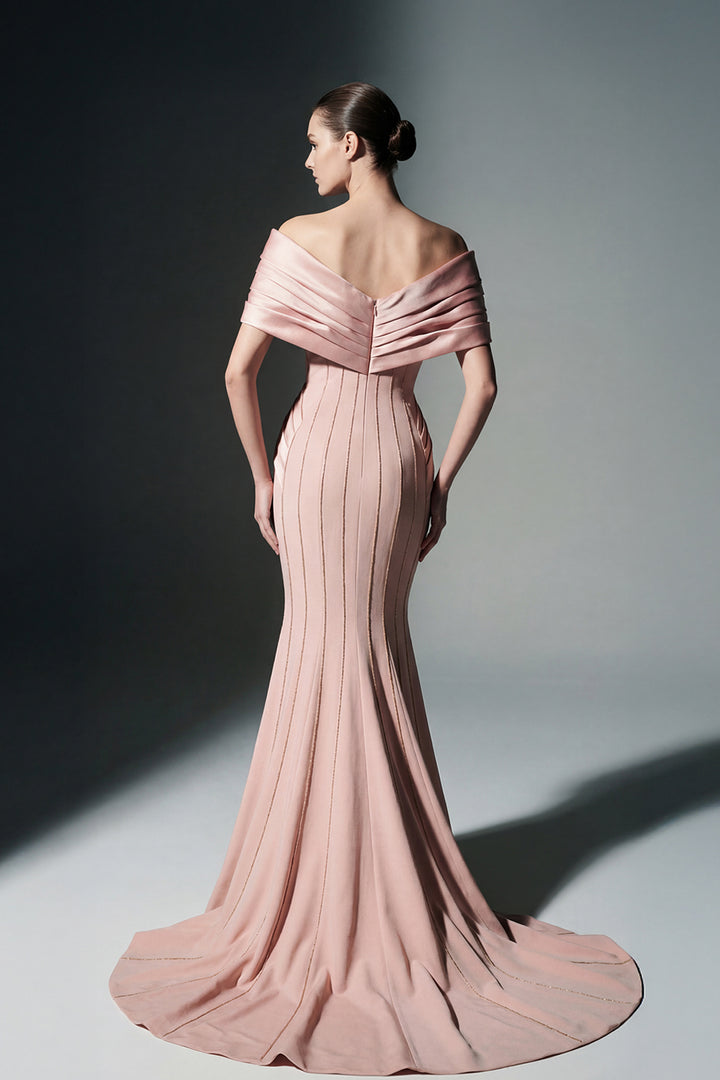 Off-The-Shoulder Mermaid Dress with Draped Sleeves