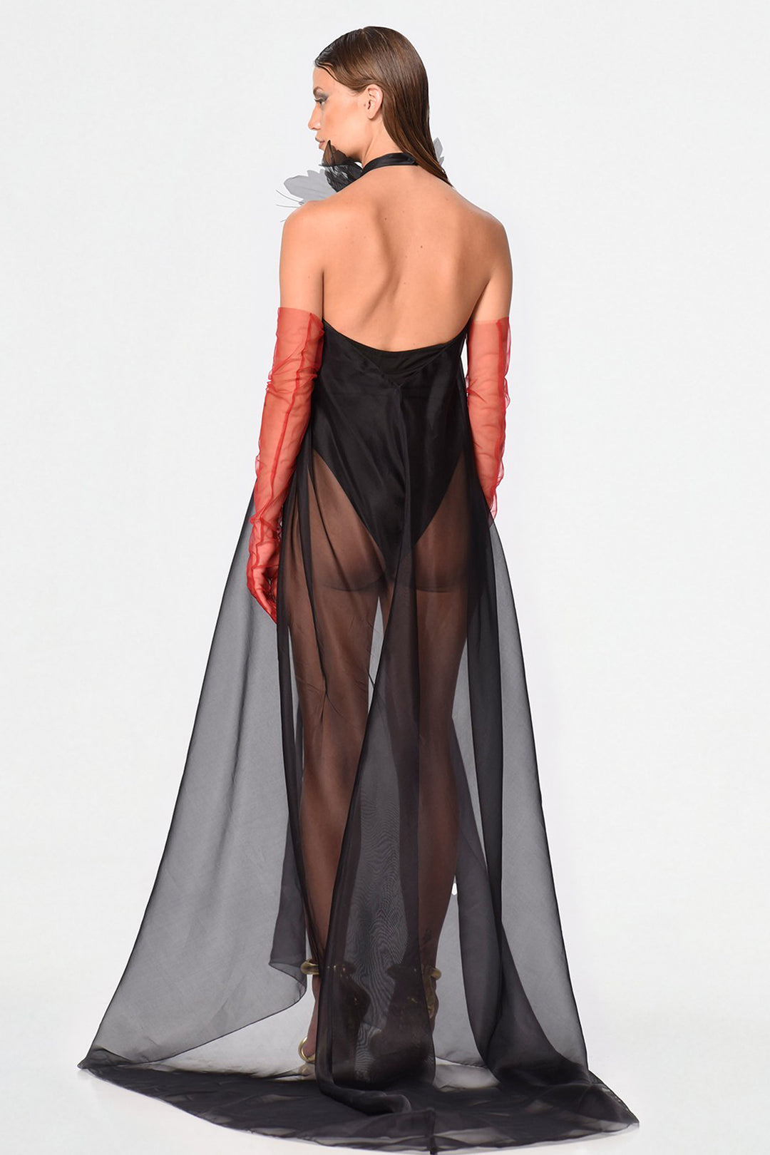 Short Flared Cape Dress with Tulle T-Shirt