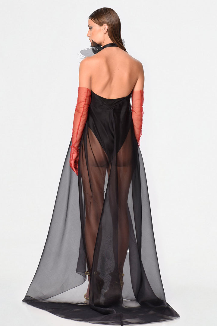 Short Flared Cape Dress with Tulle T-Shirt