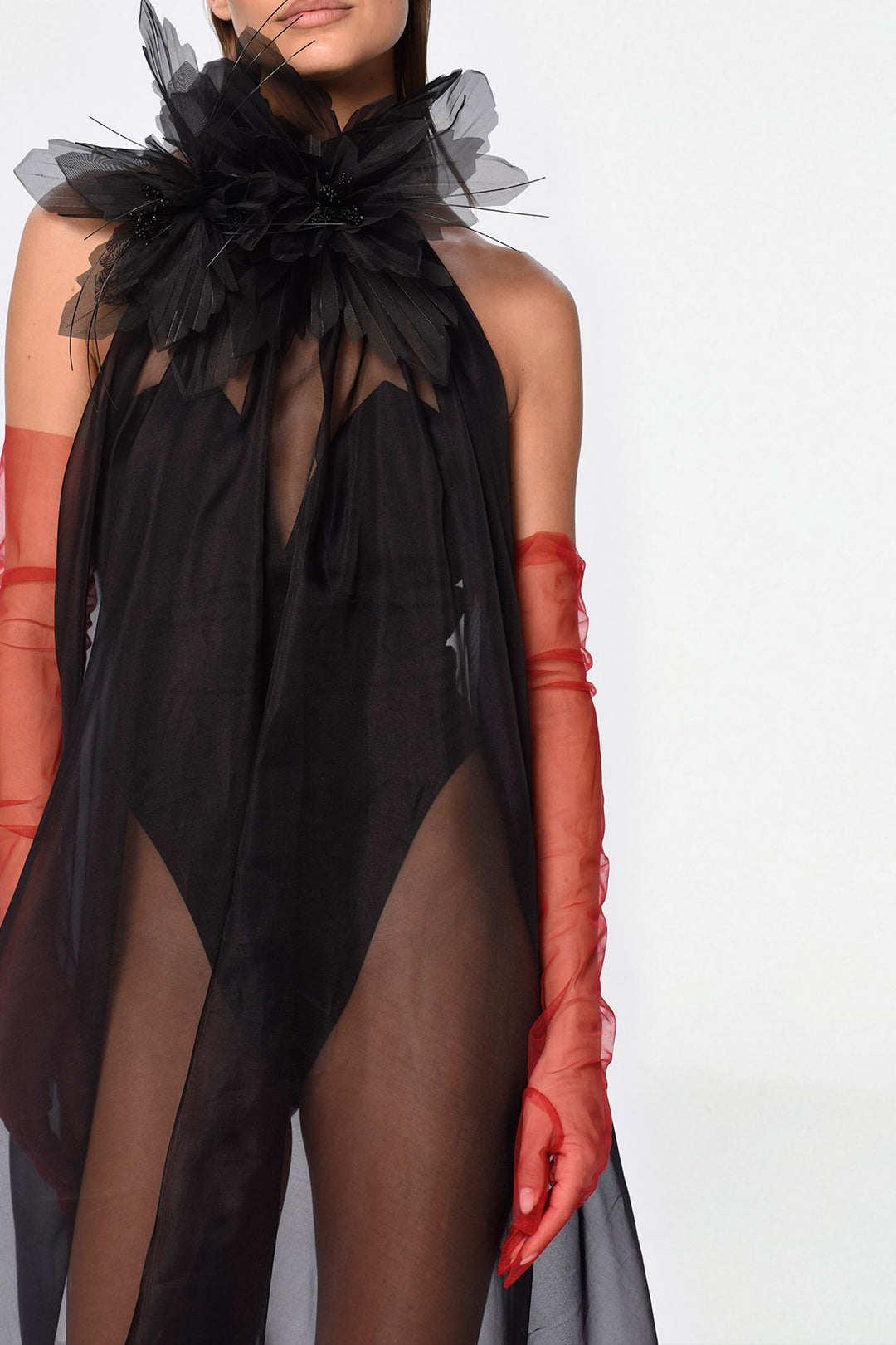 Short Flared Cape Dress with Tulle T-Shirt