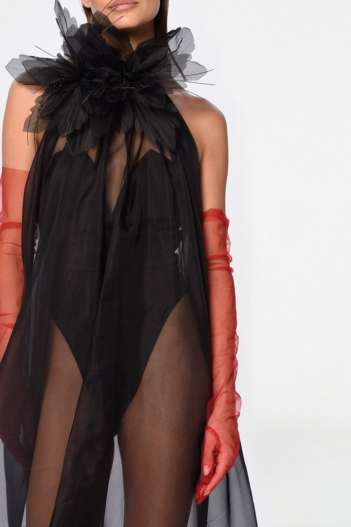 Short Flared Cape Dress with Tulle T-Shirt