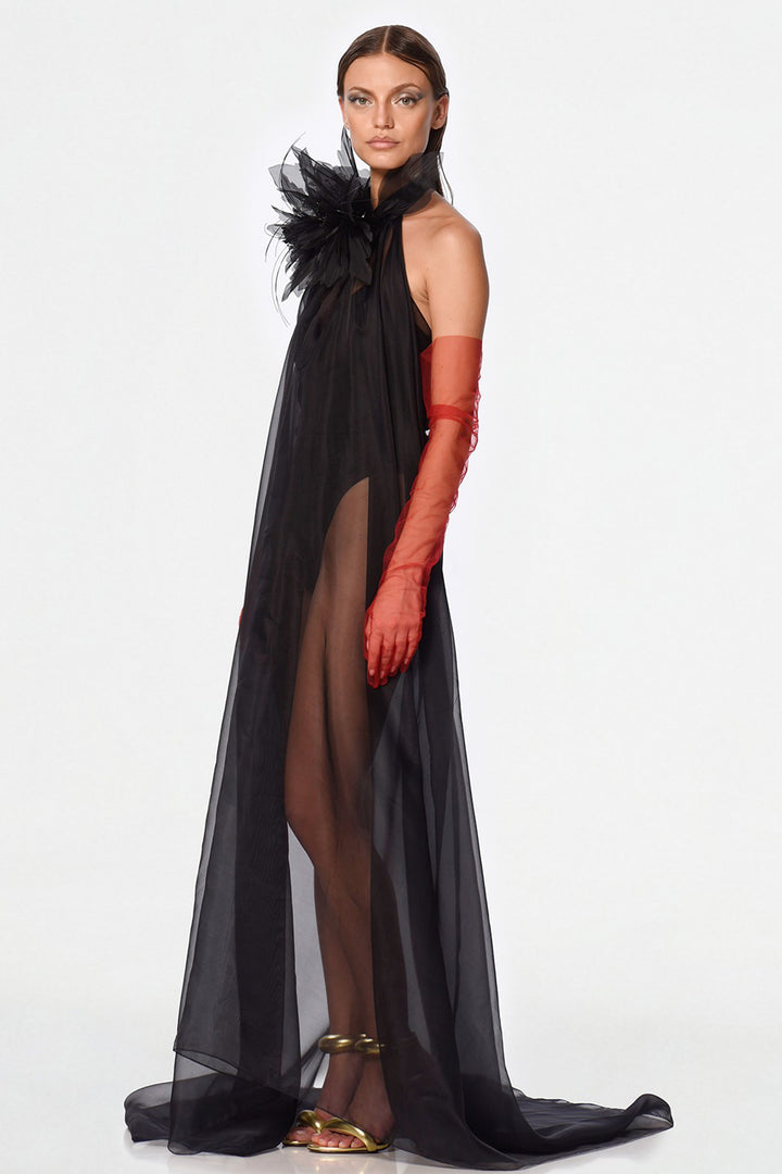 Short Flared Cape Dress with Tulle T-Shirt