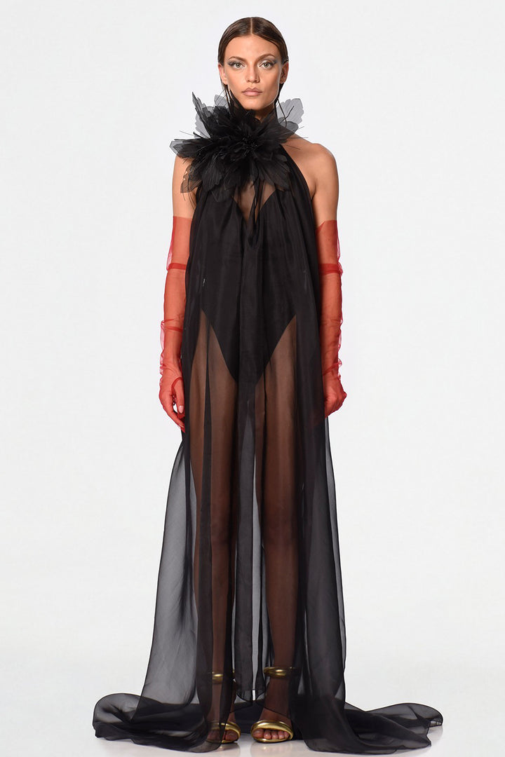 Short Flared Cape Dress with Tulle T-Shirt