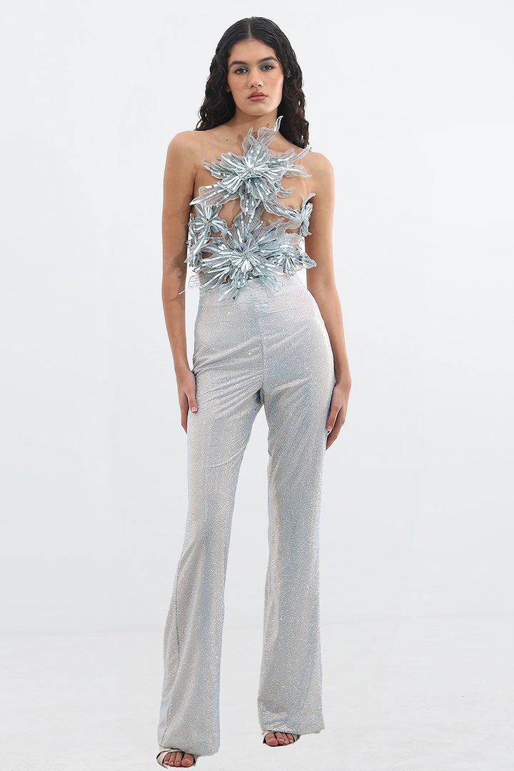 Crystal Pants and 3D Floral Bodysuit