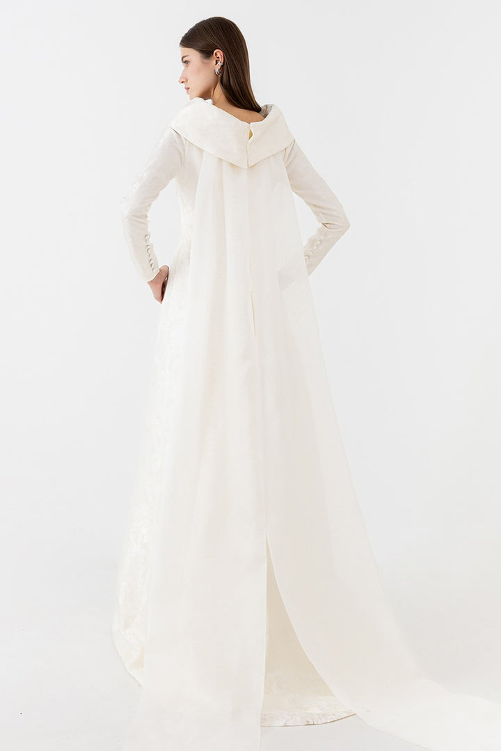 A-line Wedding Dress with High-Neck and Brocade