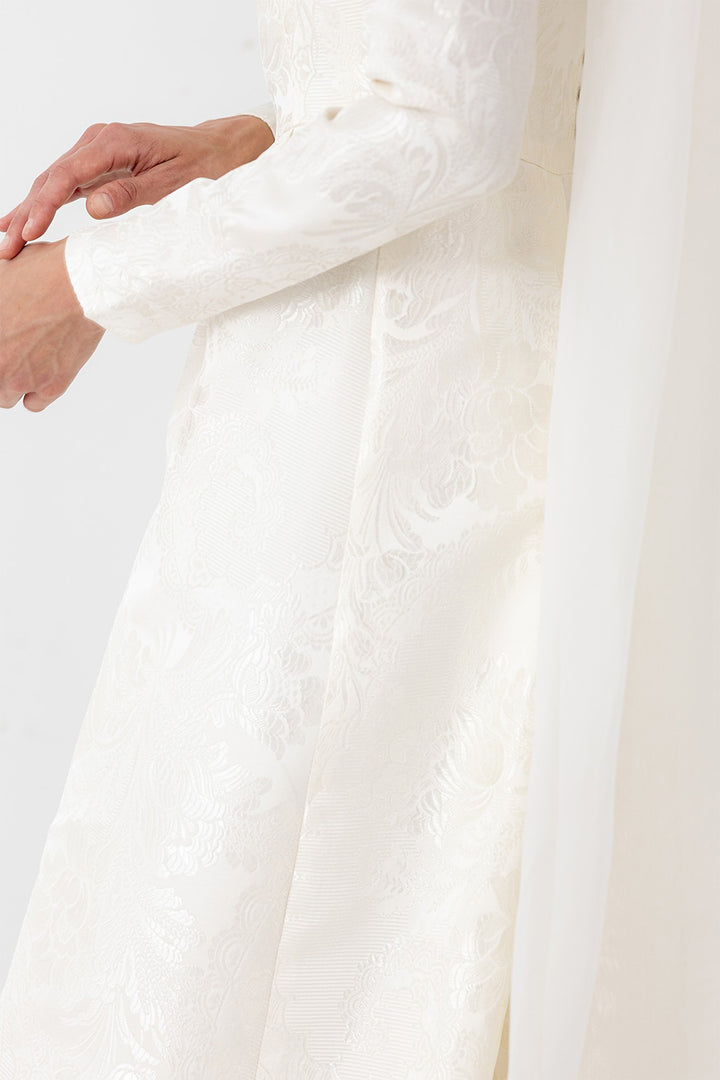 A-line Wedding Dress with High-Neck and Brocade