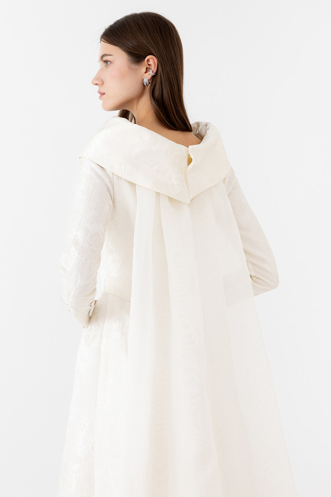 A-line Wedding Dress with High-Neck and Brocade