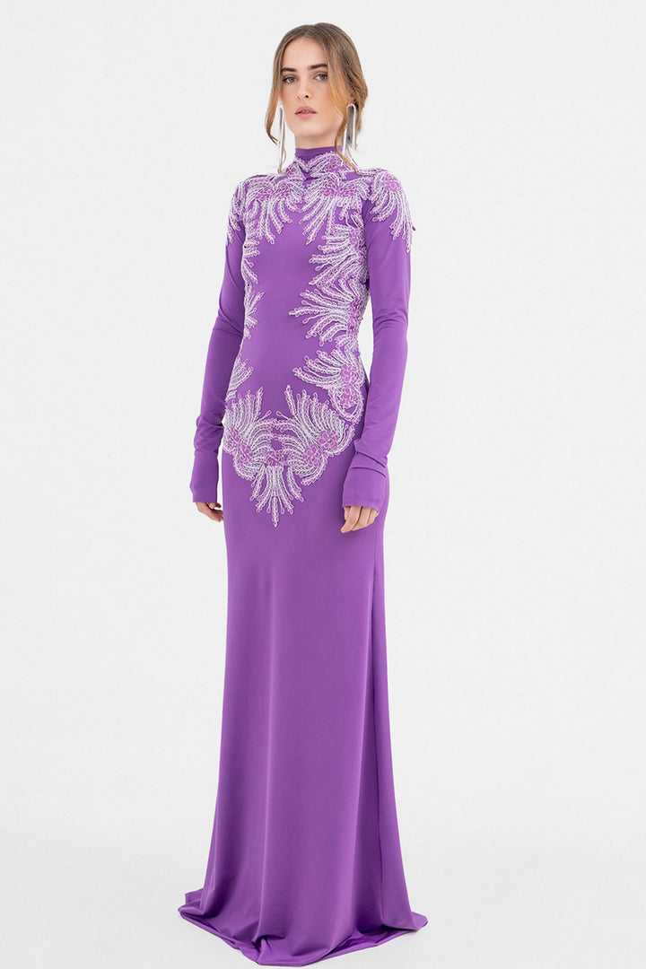 Long Dress and Crystal Lycra with Rebrodé Lace