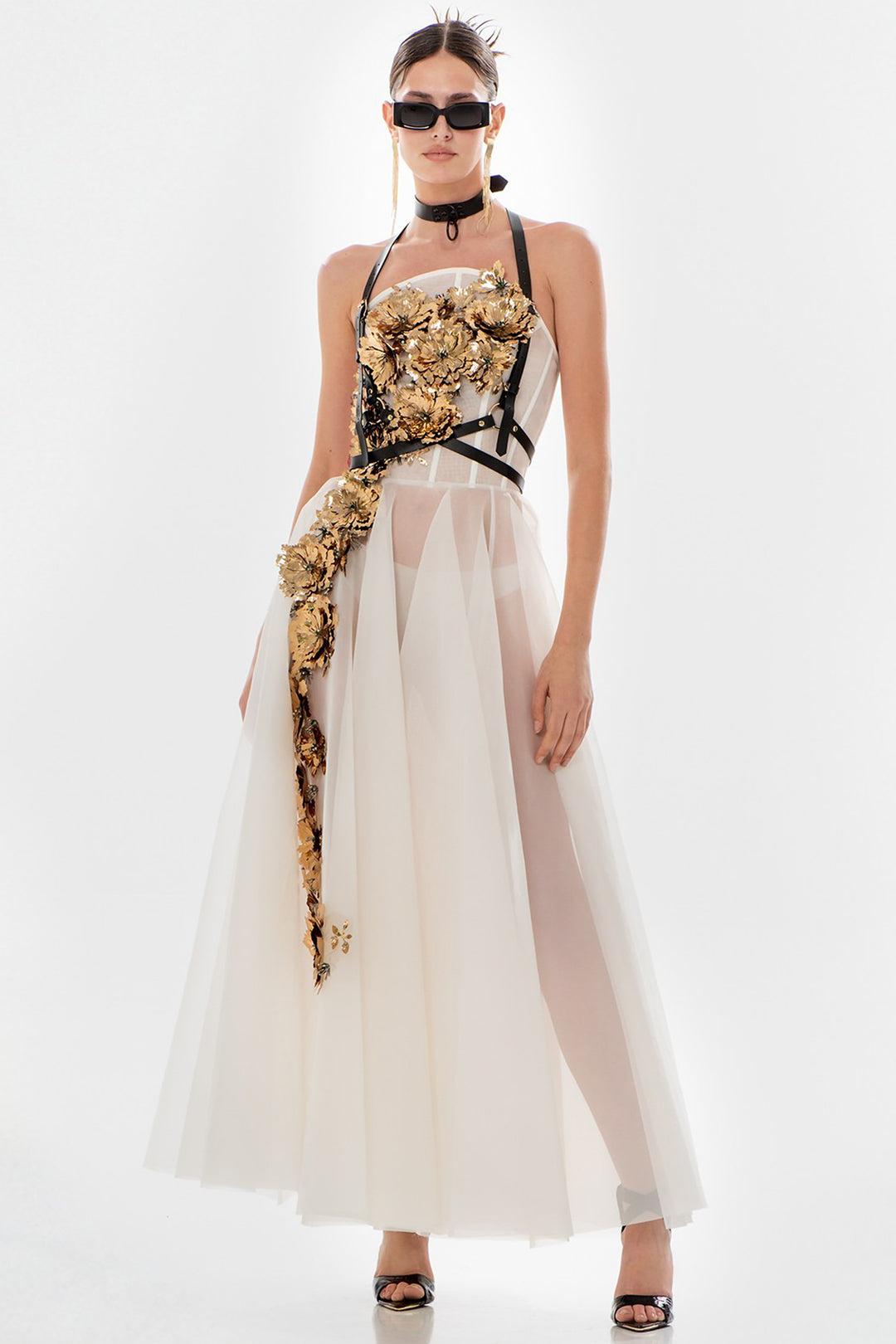 Long Dress with Flower Chest Embellishments M.R DESIGN Long Dress with Flower Chest Embellishments M.R DESIGN