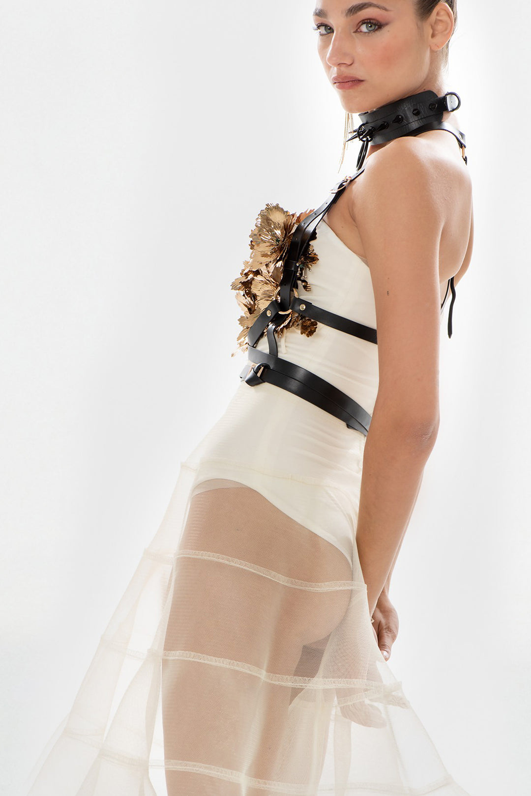 Semi-Rigid Tulle Dress with Bustier