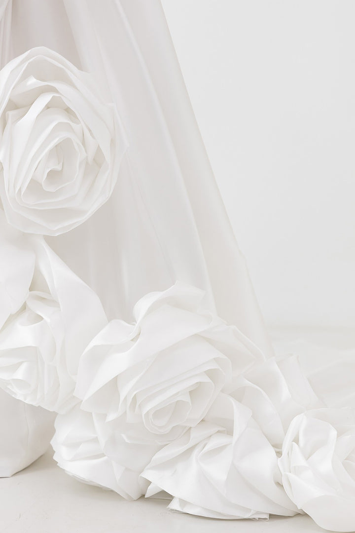 Sculptural Wedding Dress with 3D Flowers
