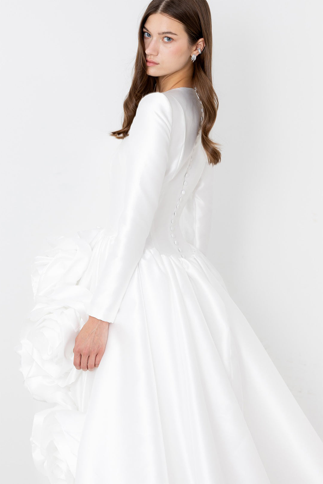 Sculptural Wedding Dress with 3D Flowers