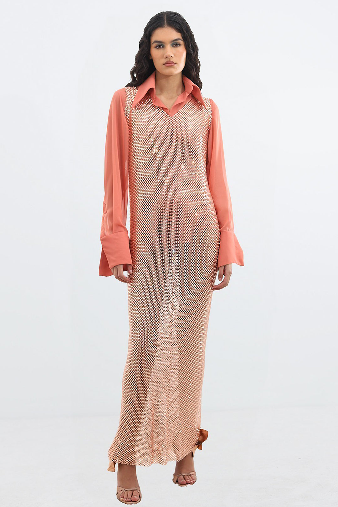 Long Sleeveless with Column Dress