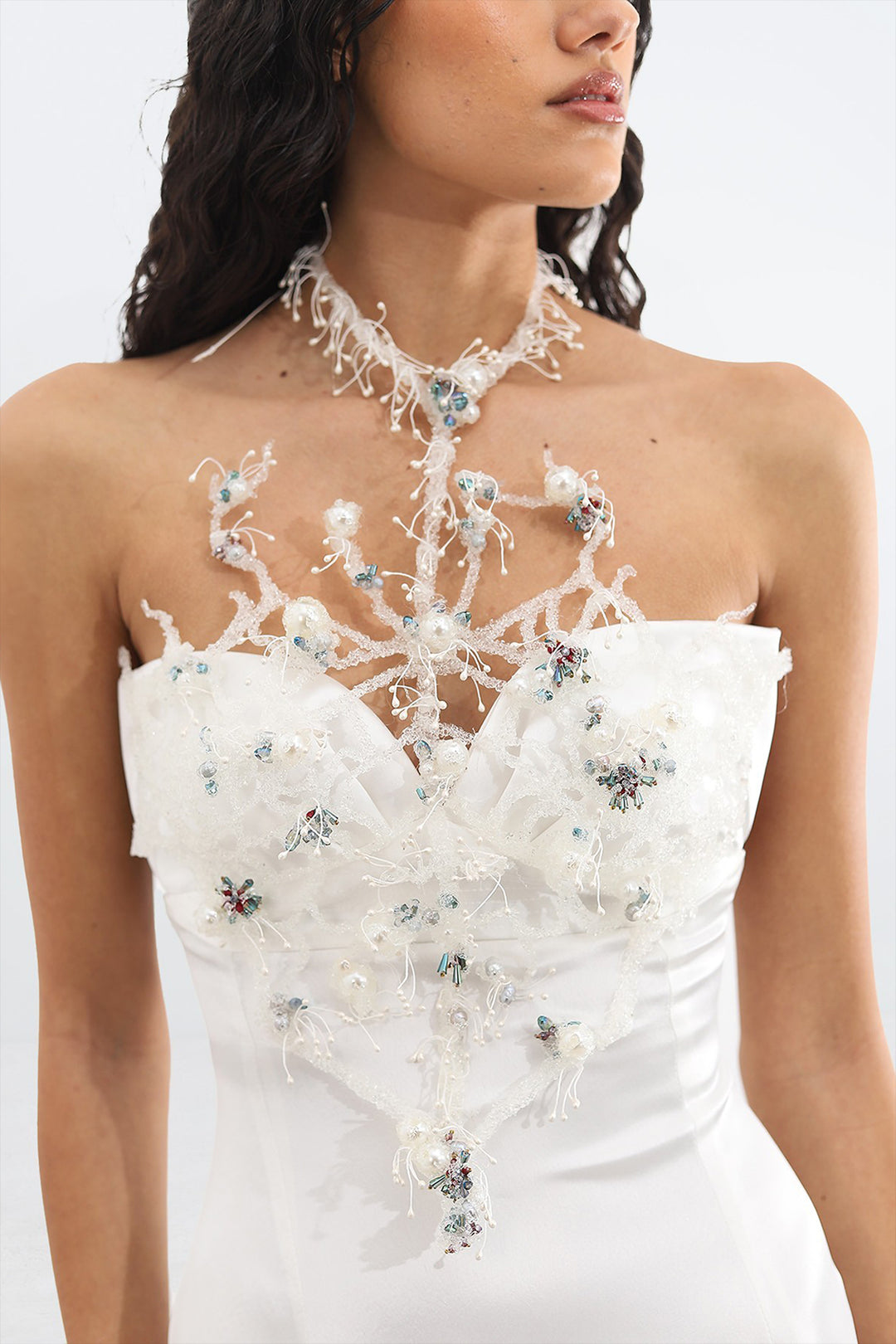 Embellished Sweetheart Crepe Dress