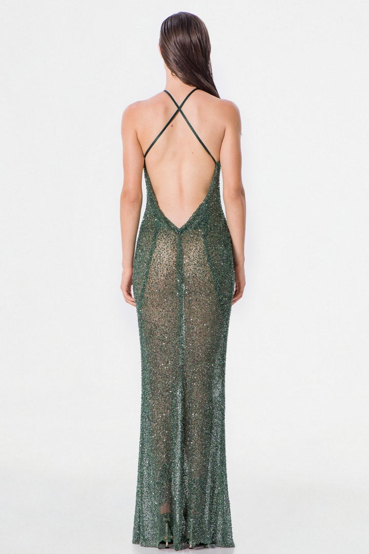 Glitter Dress with Halter Neckline