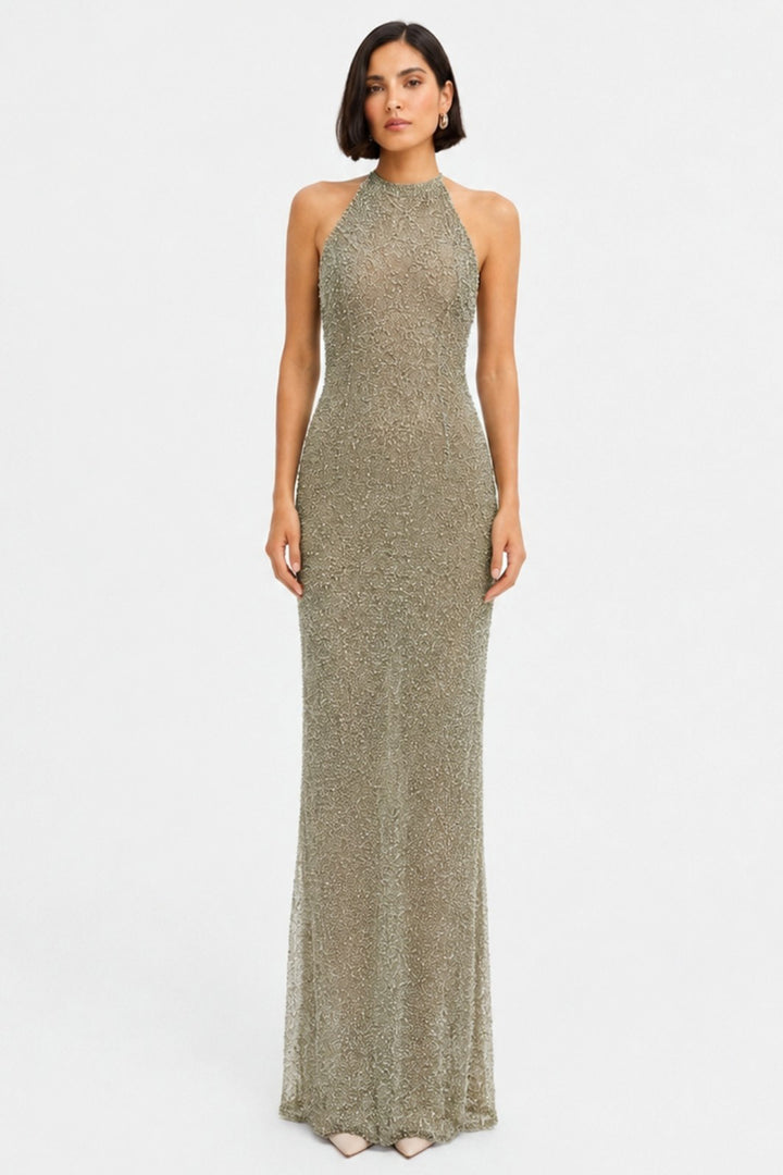 Glitter Dress with Halter Neckline