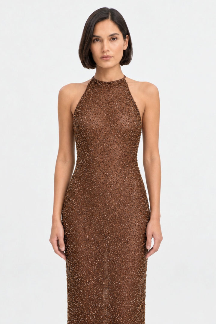Glitter Dress with Halter Neckline