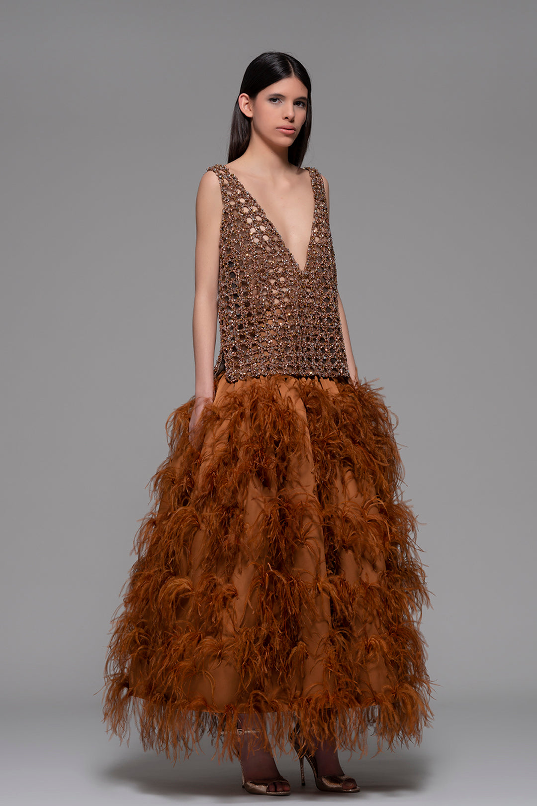 oversized midi dresses Oversized Midi Dress with Feathers US 12