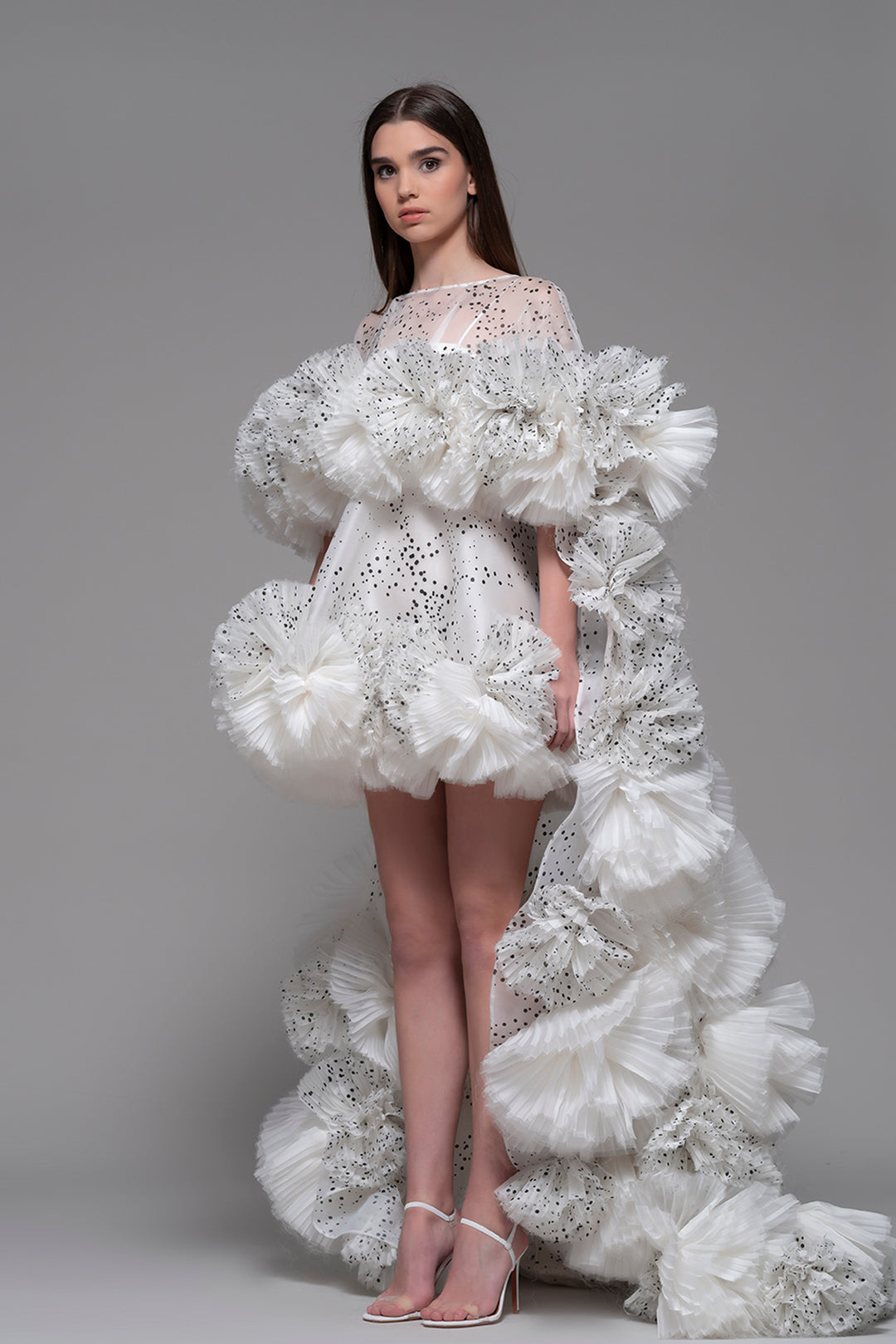 Ruffled Short Dress with Ruffled Cape US 6 Ruffled Short Dress with Ruffled Cape US 6