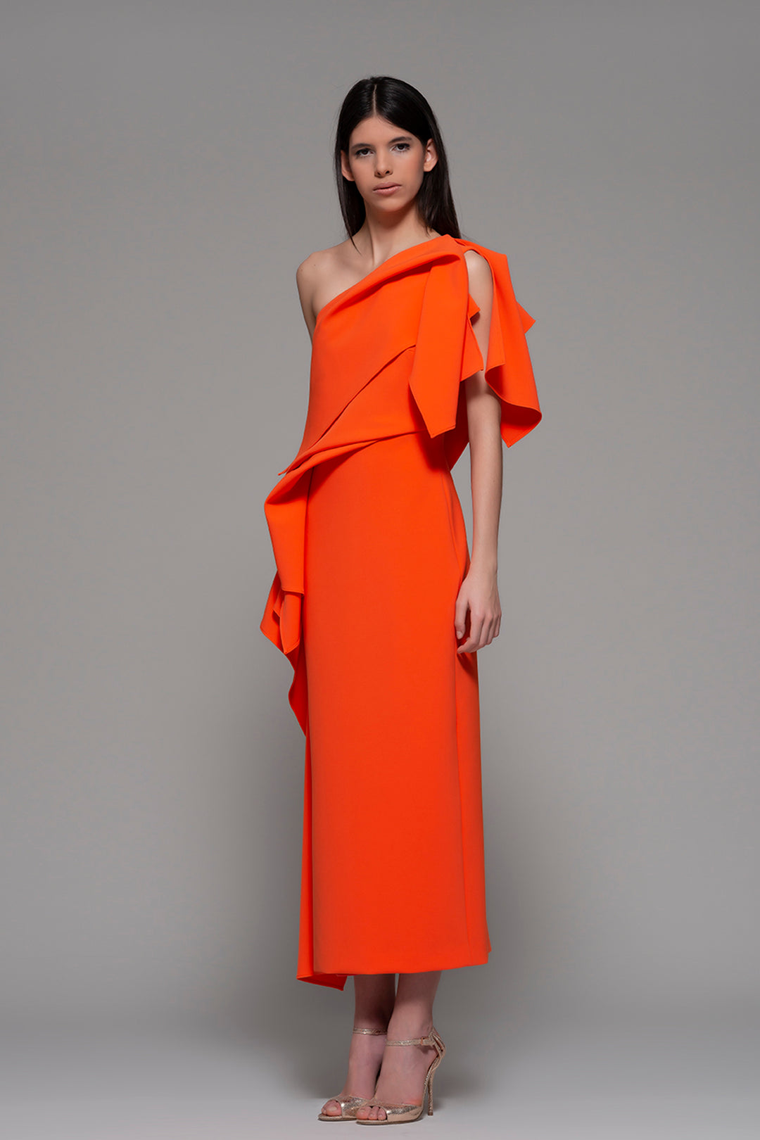 orange one shoulder midi dress NEW VINCE CAMUTO ONE SHOULDER MIDI DRESS SIZE 2 $138 ORANGE NORDSTROM