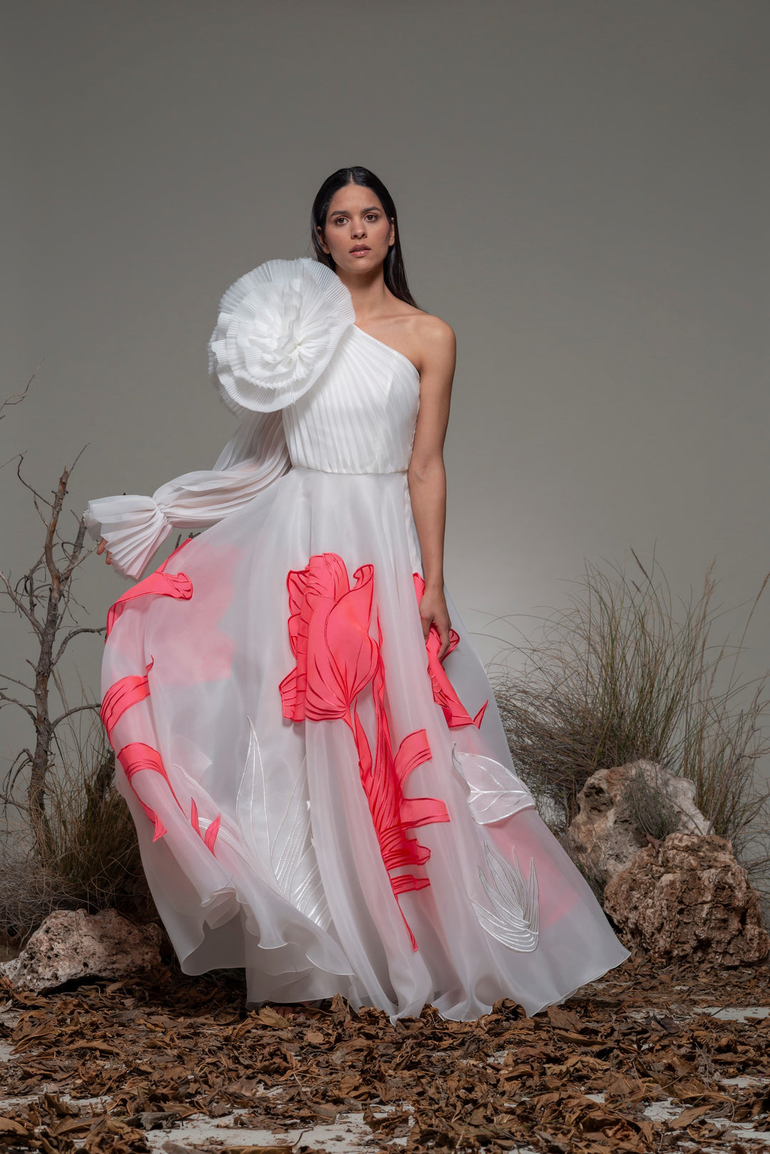 asymmetric a line dress Asymmetric A-line Dress with Roses US 20