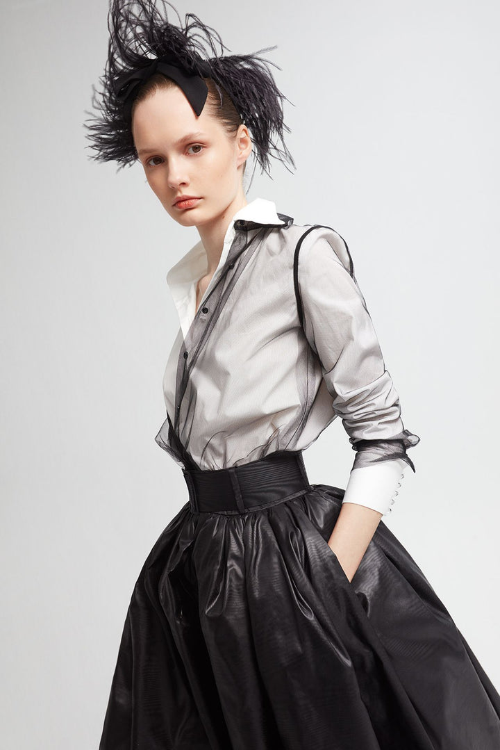 Tulle and Poplin Two-Cut Shirt with Skirt