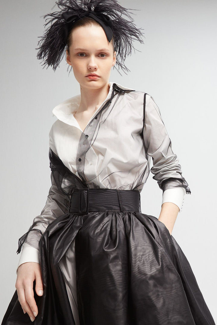 Tulle and Poplin Two-Cut Shirt with Skirt