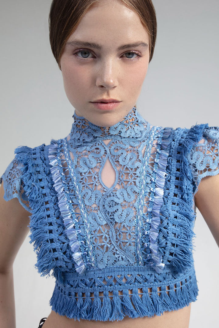 Lace Top with Cotton Fringes