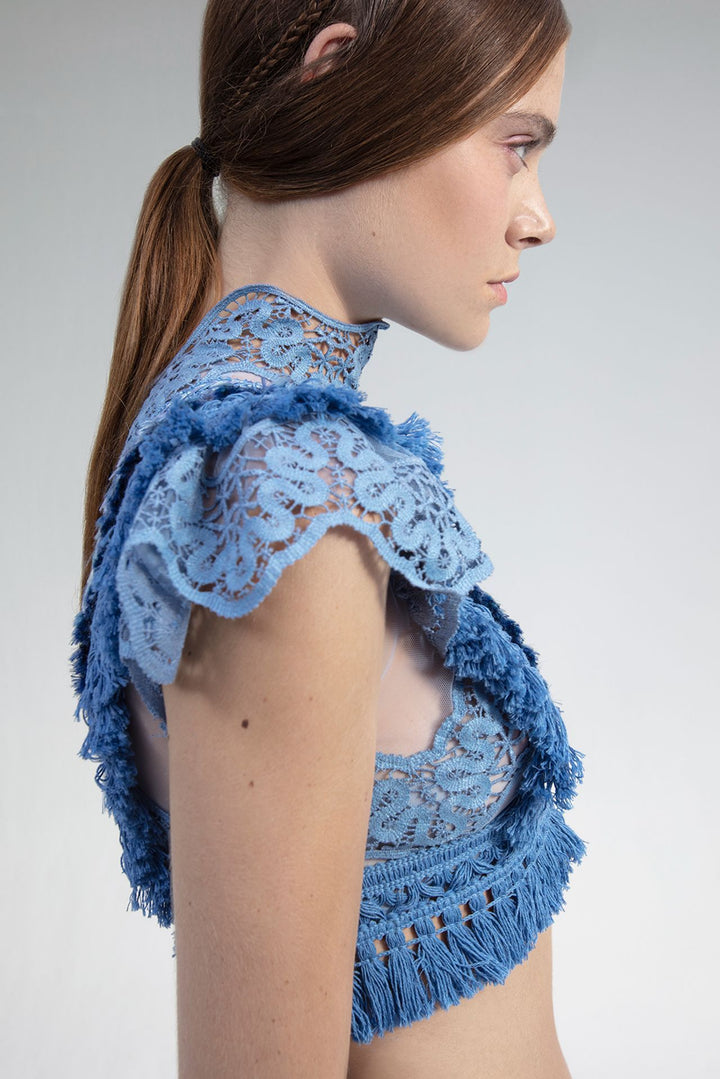 Lace Top with Cotton Fringes