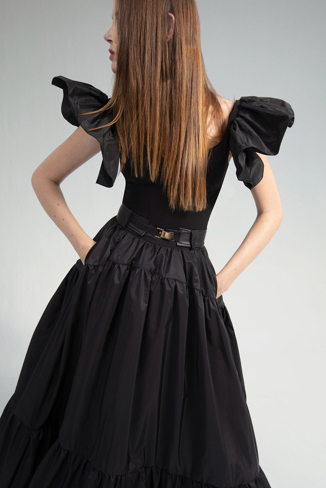 Taffeta Top with A-line Voluminous Skirt