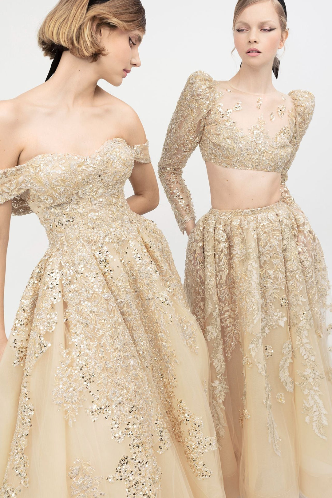 Off-The-Shoulder Beaded Tulle Princess Dress