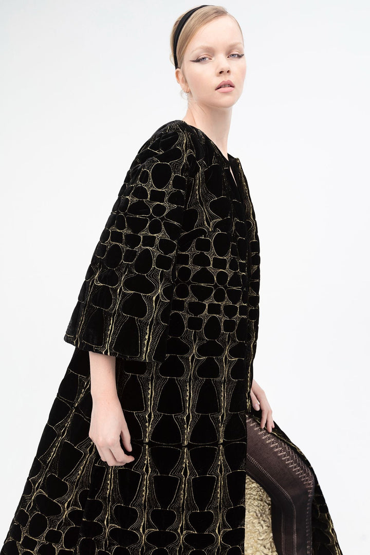 Velvet Coat with Gold Thread Details