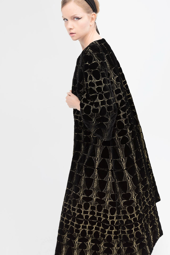 Velvet Coat with Gold Thread Details