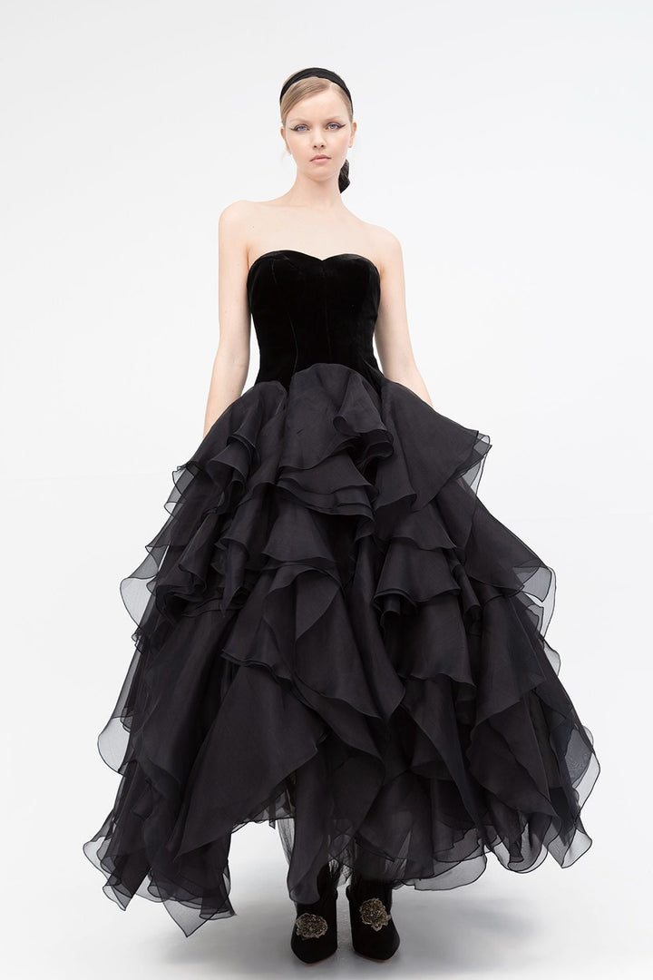 Strapless Ruffled Dress with Ruffles