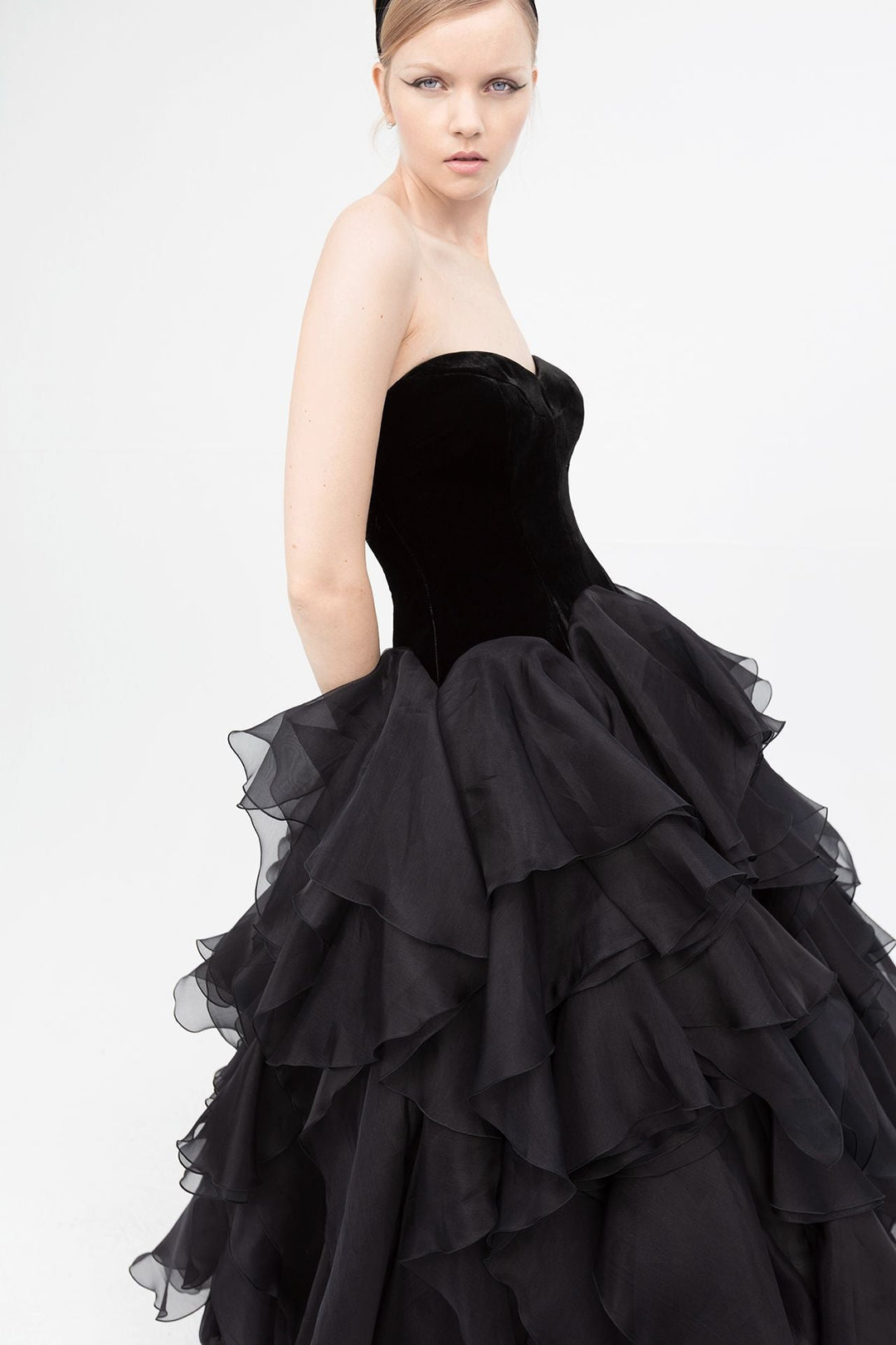 Strapless Ruffled Dress with Ruffles