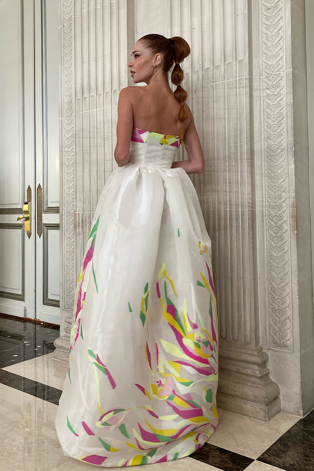 Strapless Jacquard Organdie Princess Dress