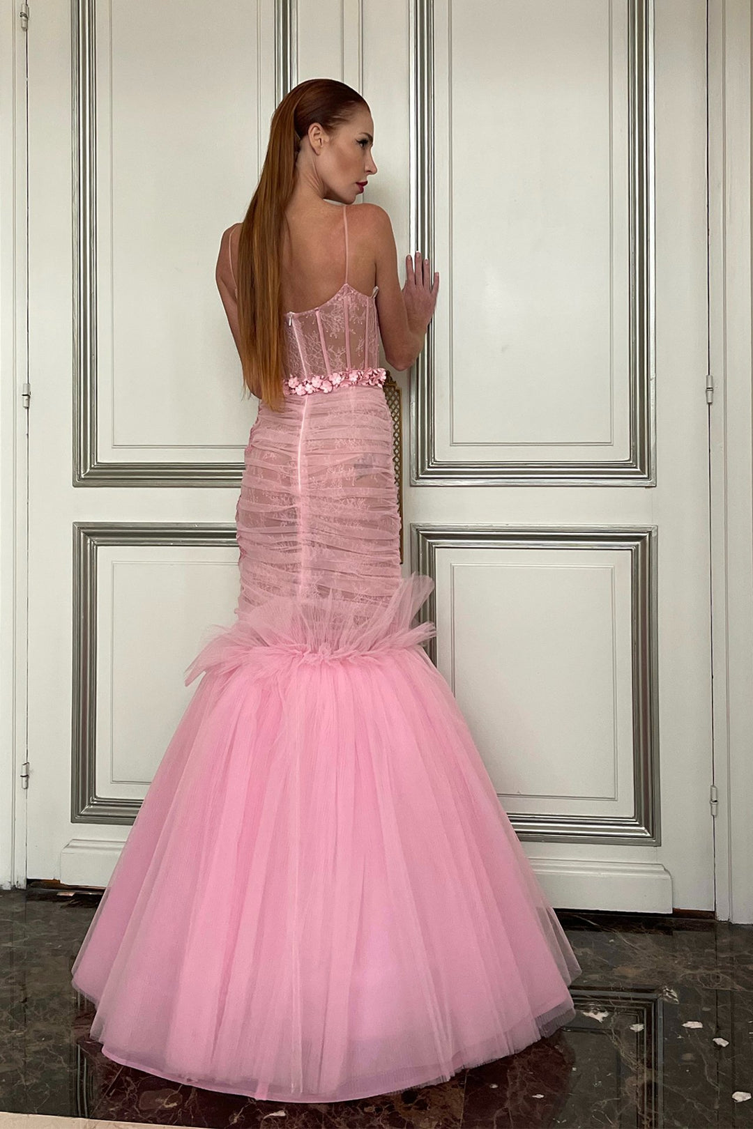 Sleeveless Tulle Embroidered Mermaid Dress