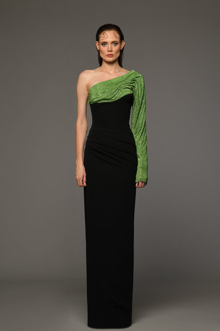 One-Shoulder Crepe Dress