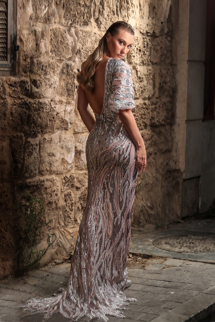 One-Shoulder Sequin Fitted Column Dress