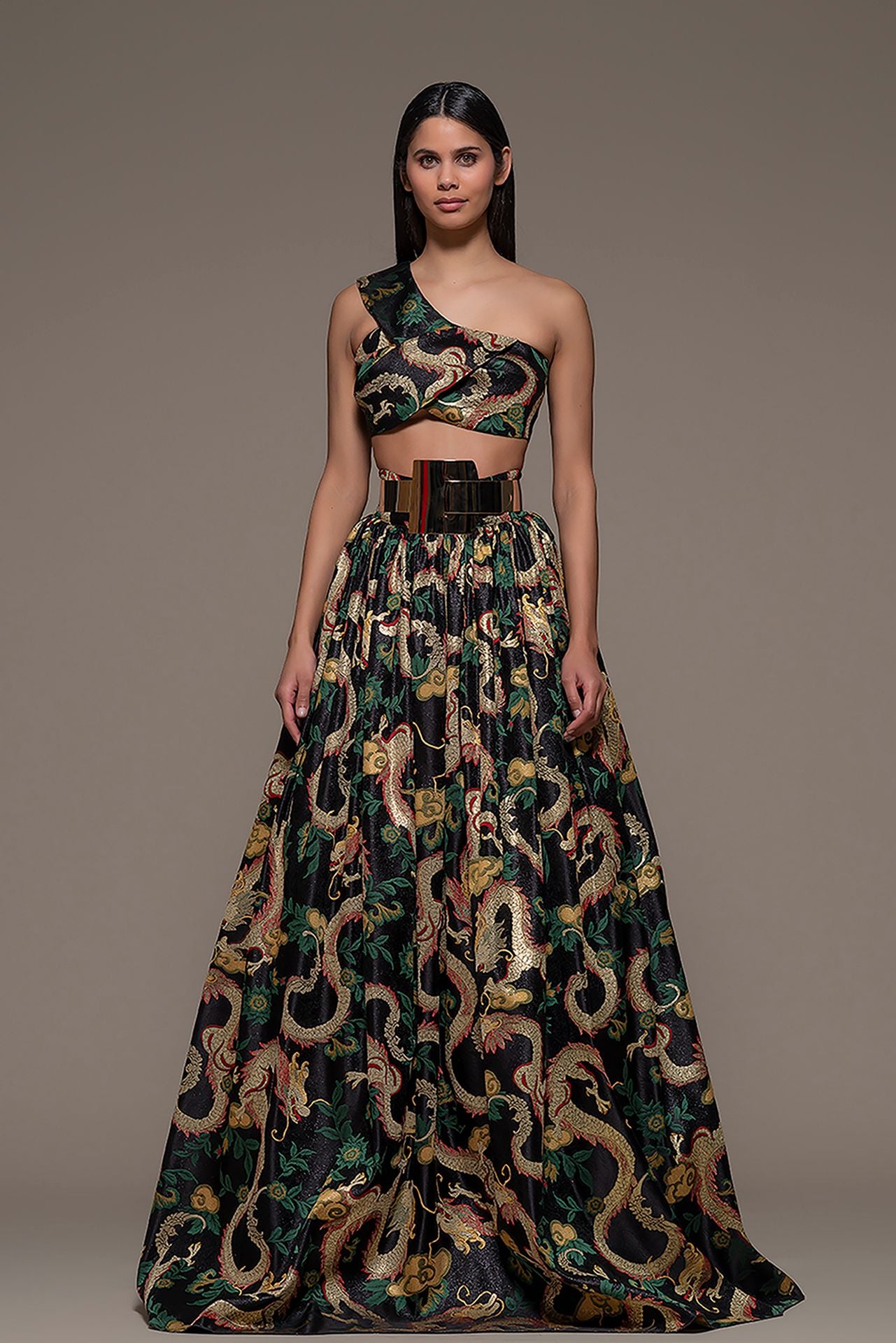 Printed Crop Top and A-line Skirt – M.R DESIGN