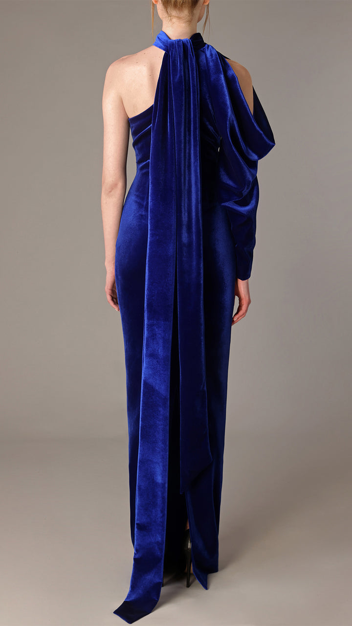 One-Shoulder Velvet Dress