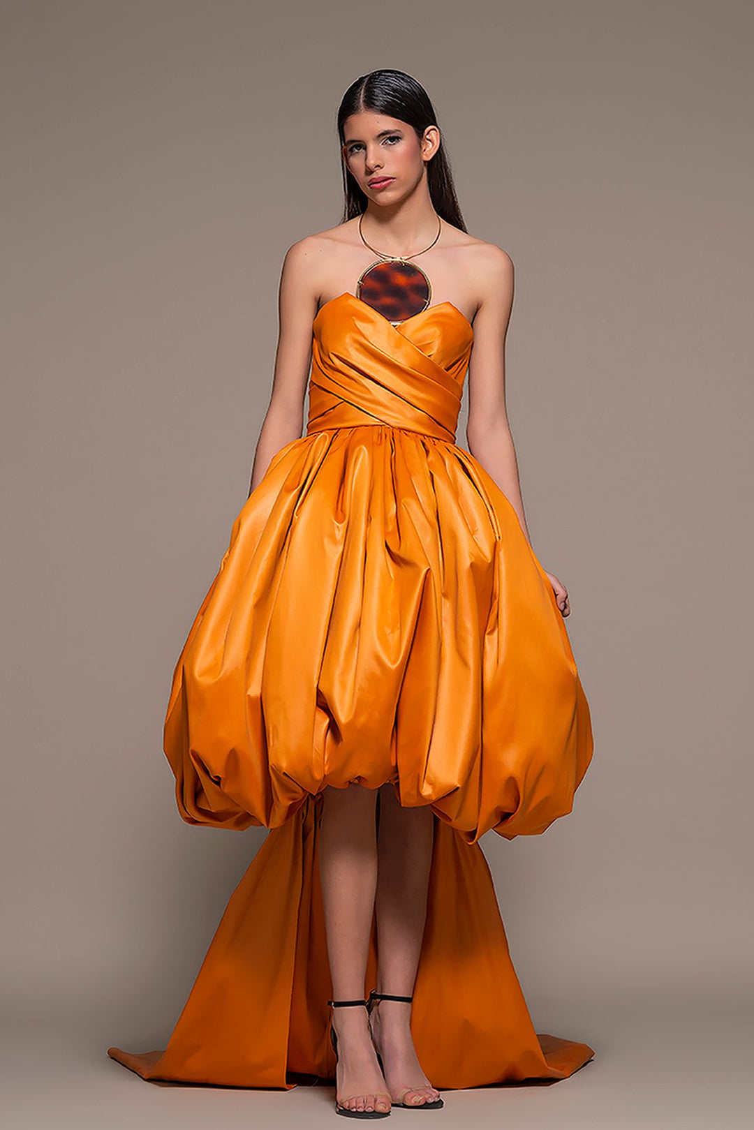 Heart Shape Pleated Dress Orange / US 10 Heart Shape Pleated Dress Orange / US 10