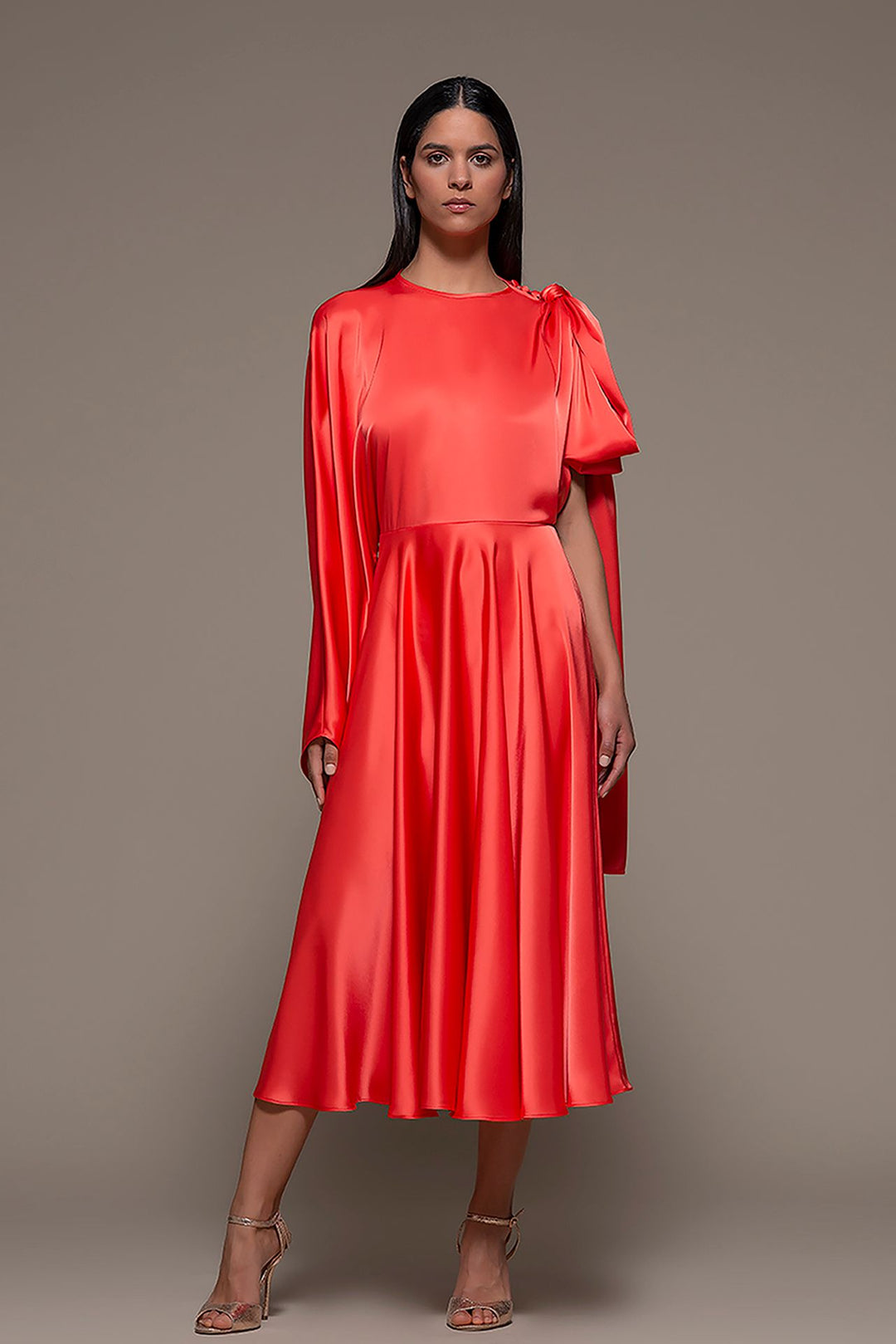Draped Sleeve midi dress Coral / US 12 Draped Sleeve midi dress Coral / US 12