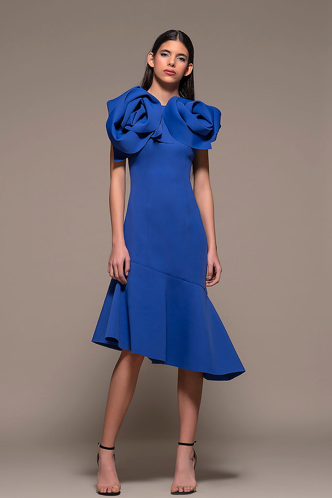 Ruffled Bodice Asymmetric Dress Blue / US 16 Ruffled Bodice Asymmetric Dress Blue / US 16