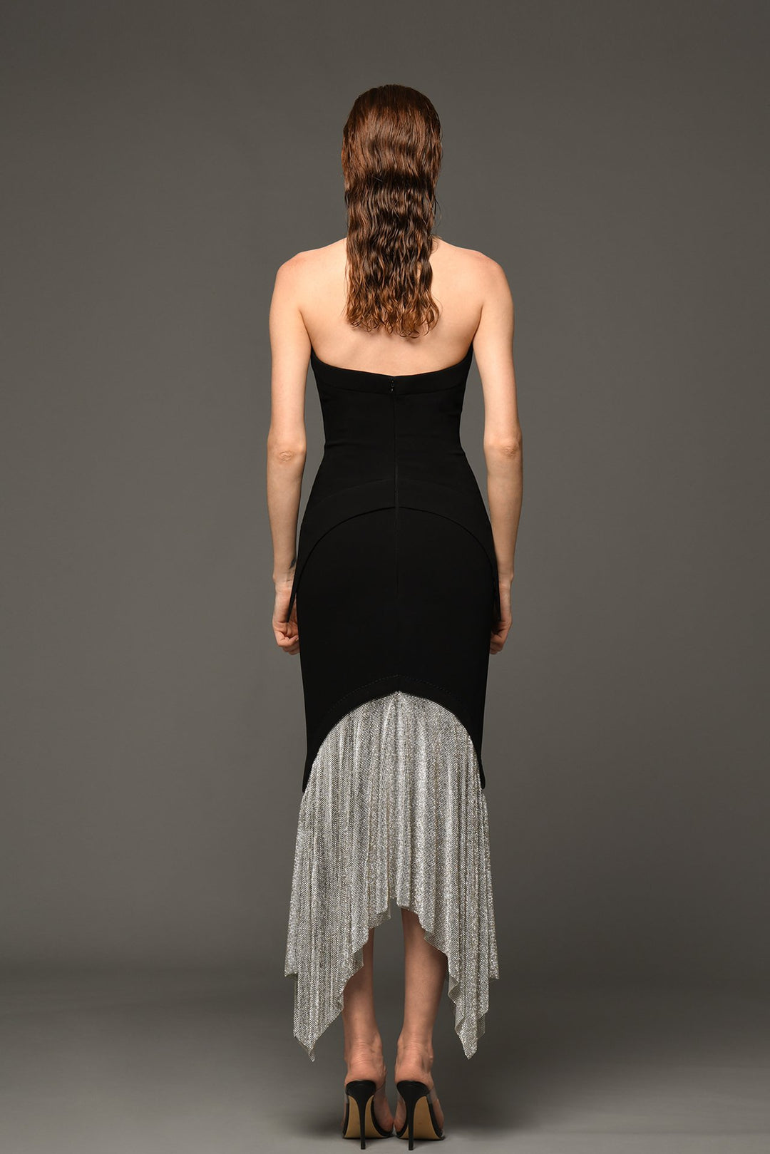 Strapless Crepe Midi Dress