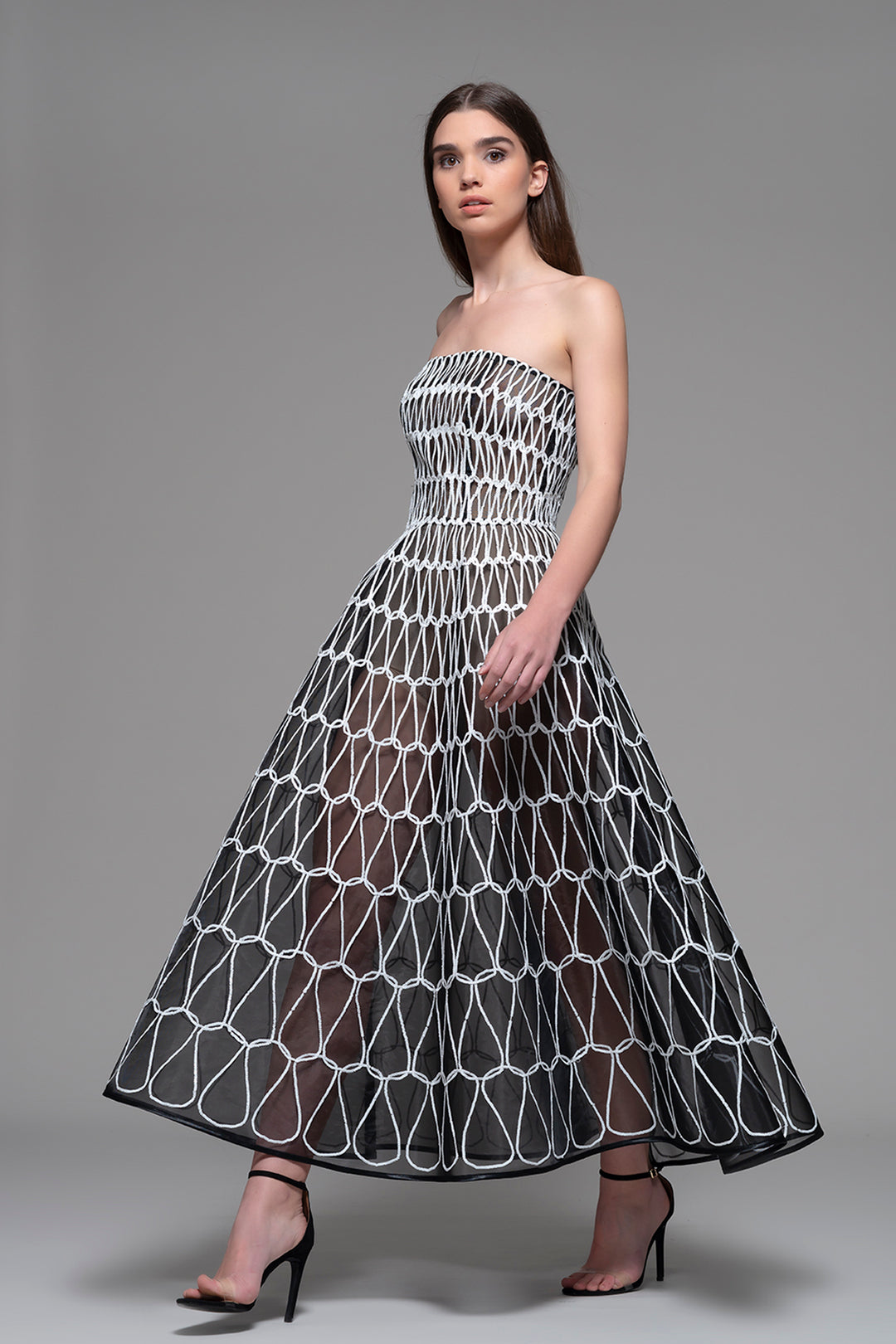 Strapless Geometric A-Line Midi Dress US 20 Strapless Geometric A-Line Midi Dress US 20