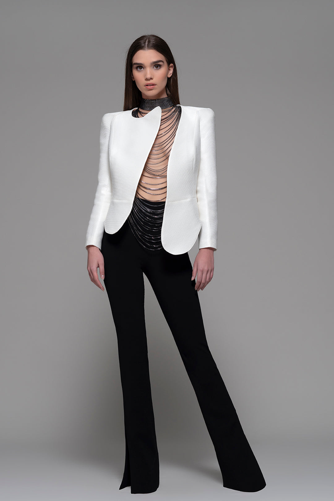 Long-Sleeved Blazer with Flared Pants