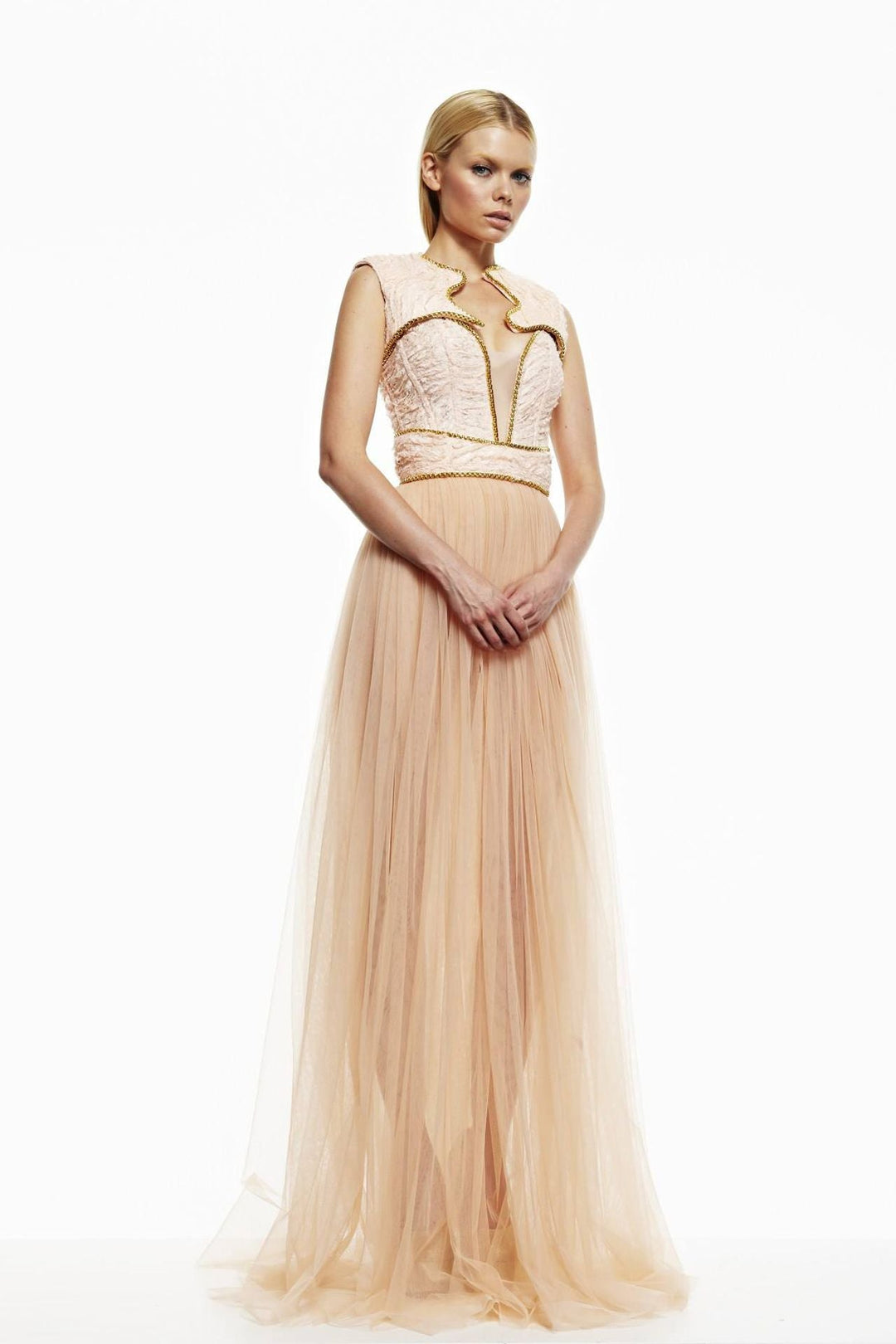 Sleeveless A-line Dress Beige / FR 50 Sleeveless A-line Dress Beige / FR 50